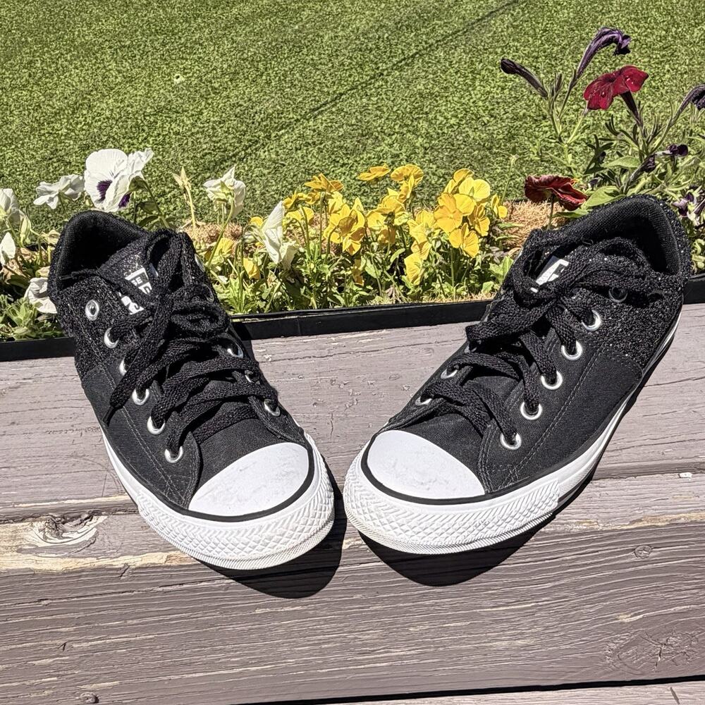Converse Chuck Taylor All Star Black Glitter Festival Coquette Sneakers Size W9